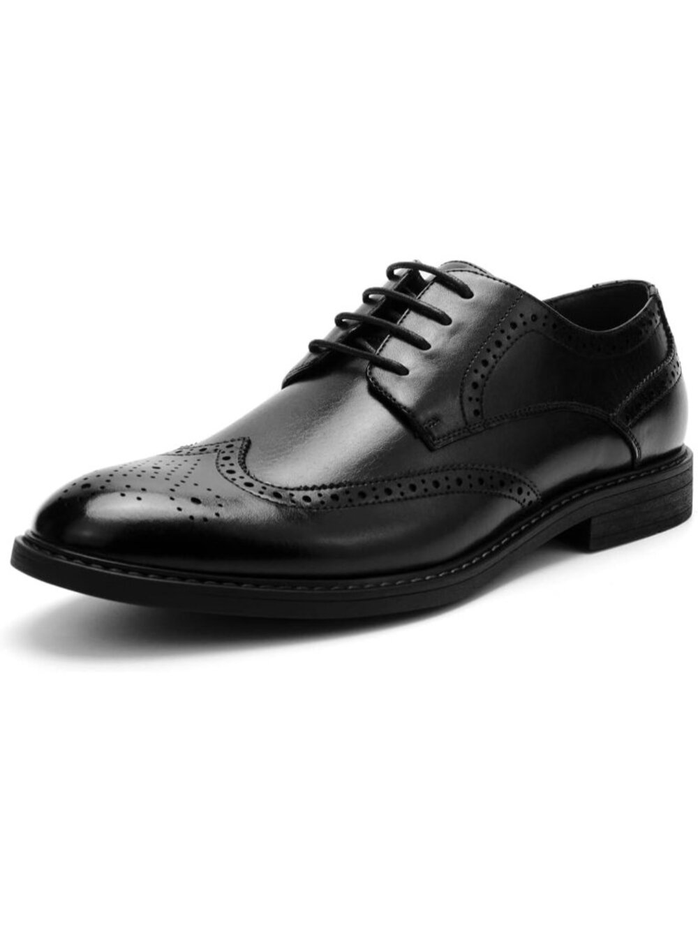 Men Black Wingtip Brogue Cap Toe Lace-Up Comfort Formal Oxford Derby Dress Shoes